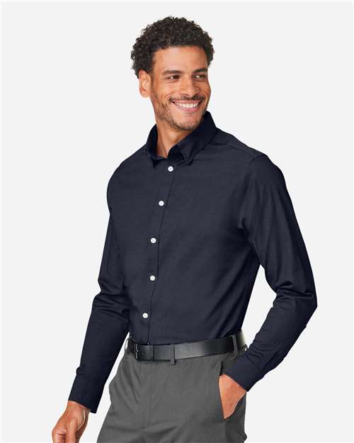 Devon & Jones Men's CrownLux Performance® Spencer Poplin Dress Shirt - DG505 Navy Melange
