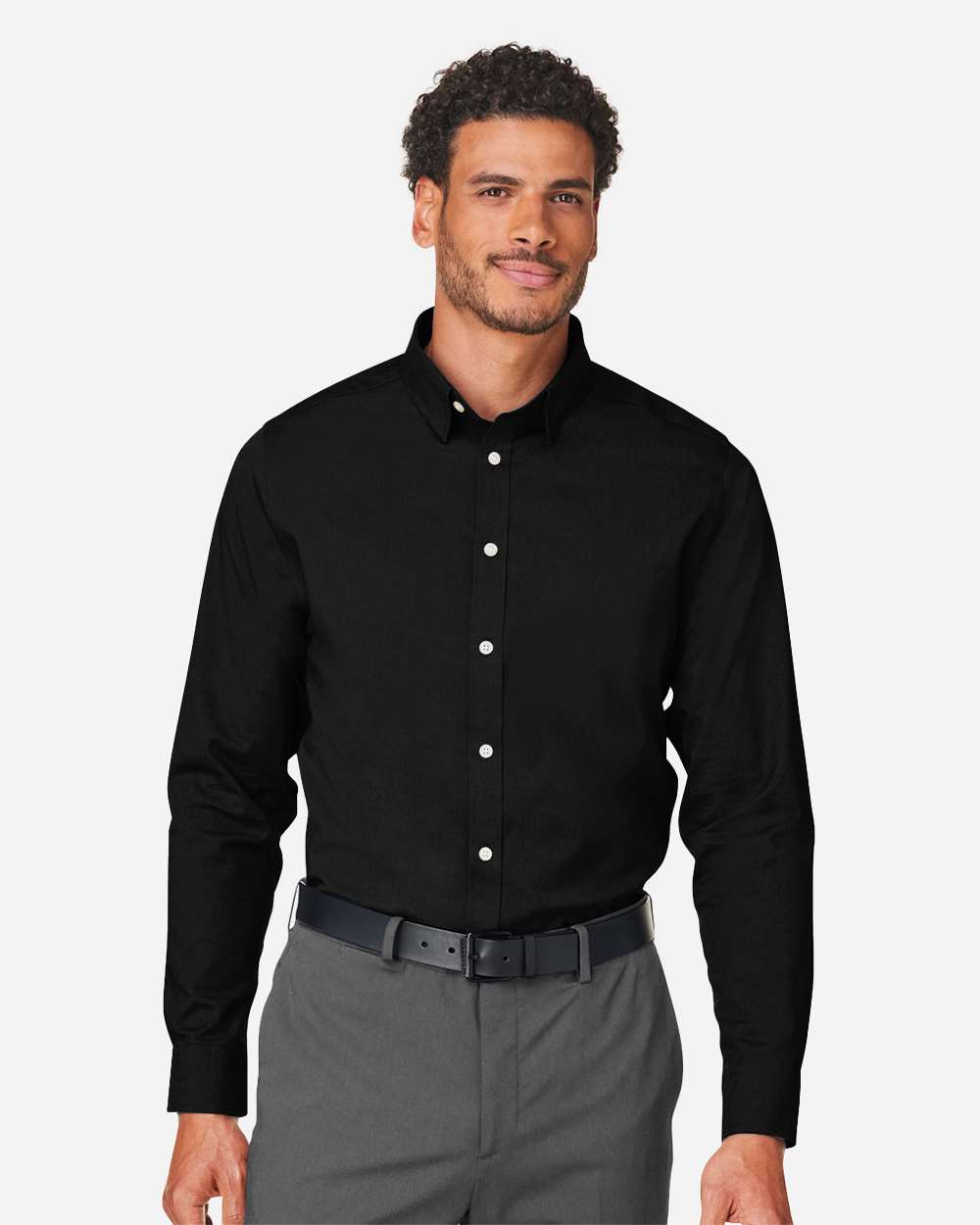 Devon & Jones Men's CrownLux Performance® Spencer Poplin Dress Shirt - DG505 Black