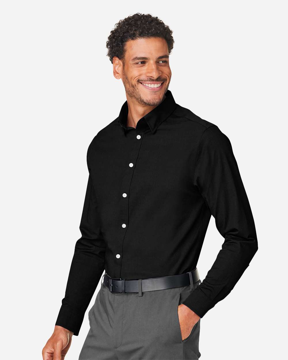 Devon & Jones Men's CrownLux Performance® Spencer Poplin Dress Shirt - DG505 Black