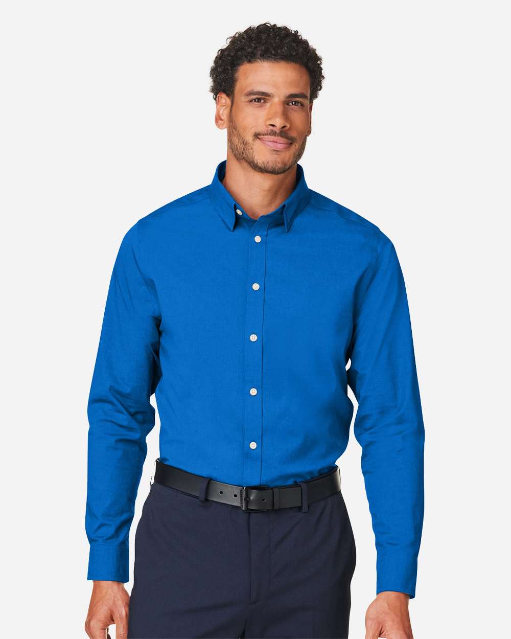 Devon & Jones Men's CrownLux Performance® Spencer Poplin Dress Shirt - DG505 French Blue Melange
