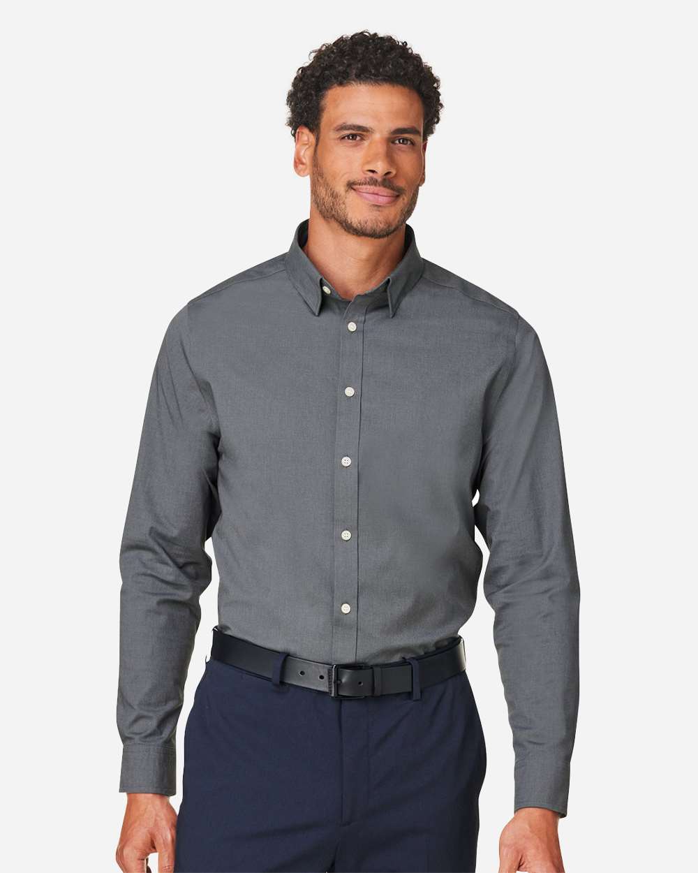 Devon & Jones Men's CrownLux Performance® Spencer Poplin Dress Shirt - DG505 Graphite Melange