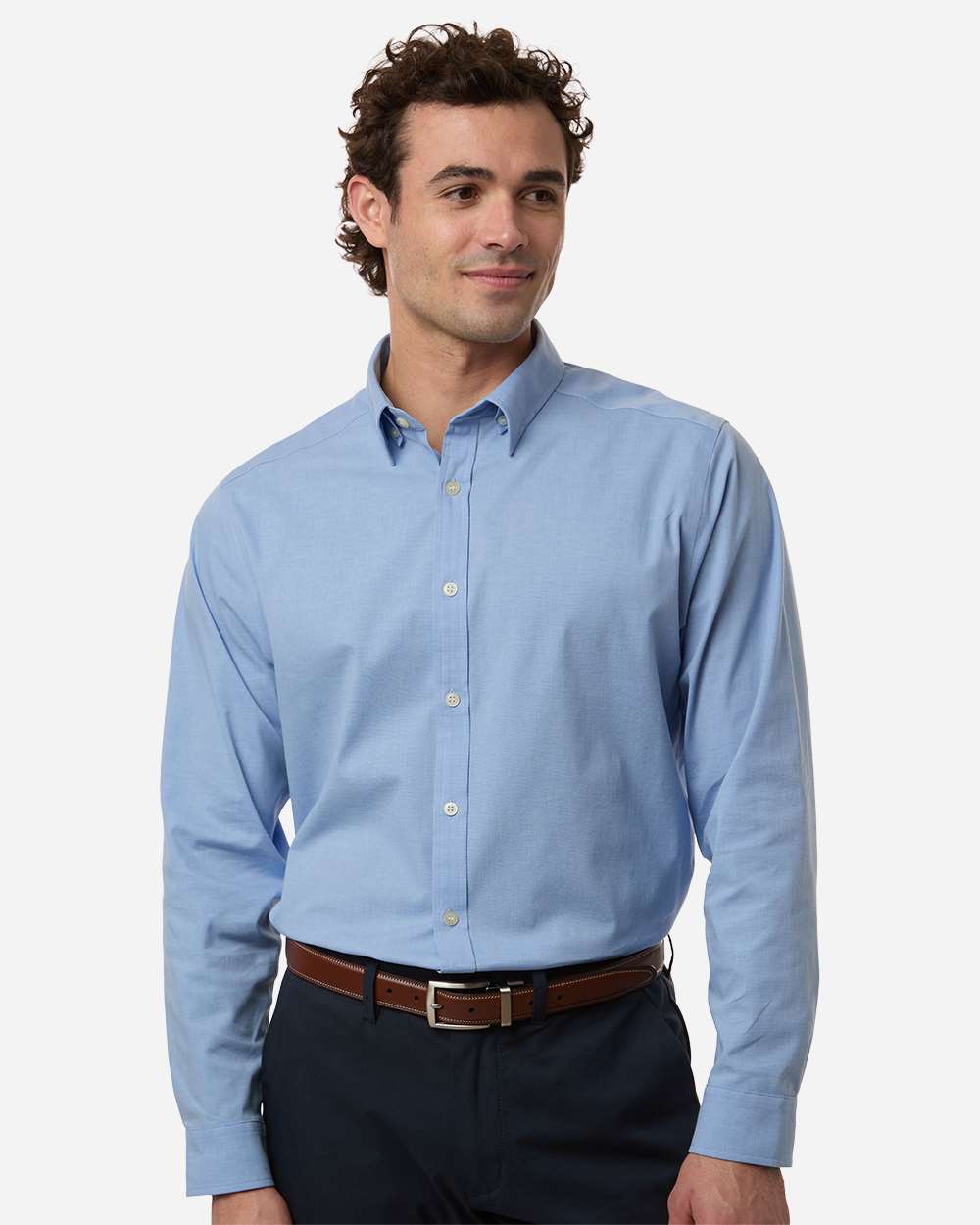 Devon & Jones Men's CrownLux Performance® Spencer Poplin Dress Shirt - DG505 Light Blue Melange