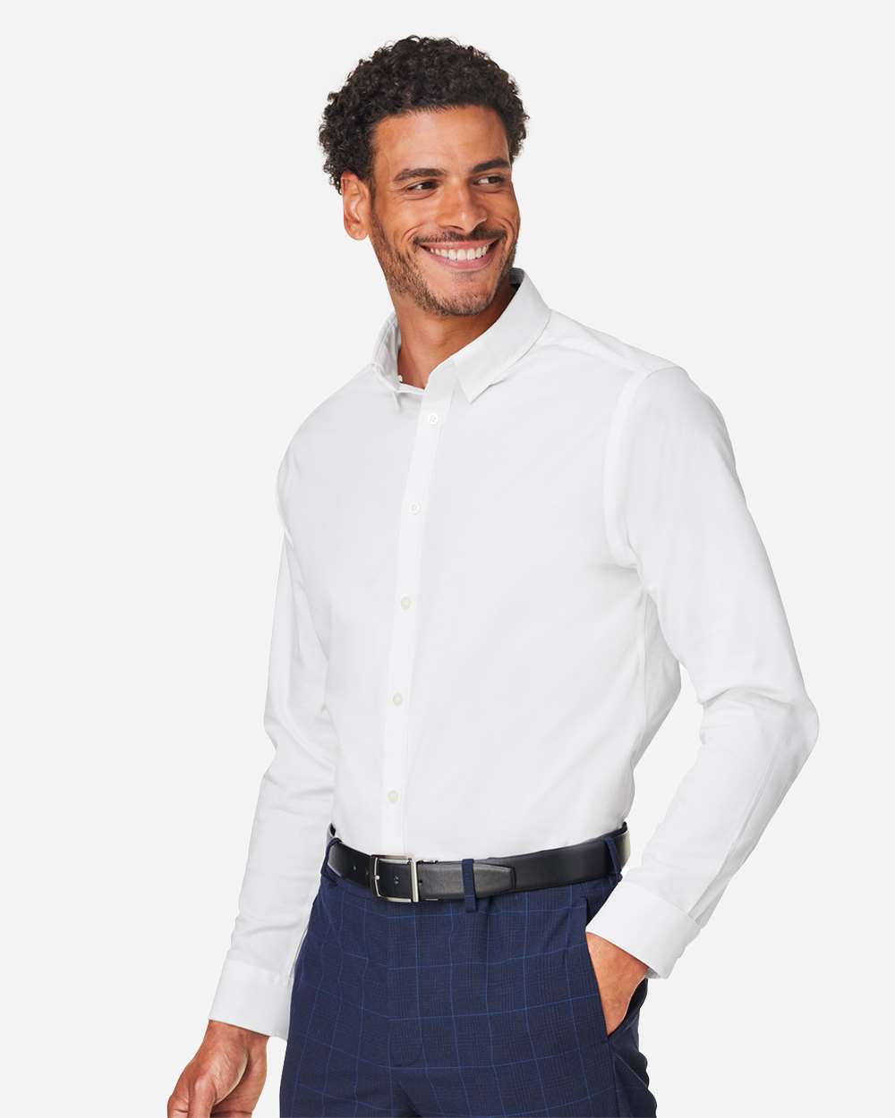 Devon & Jones Men's CrownLux Performance® Spencer Poplin Dress Shirt - DG505 White