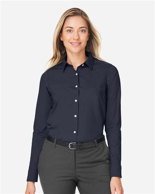 Devon & Jones Women's CrownLux Performance® Spencer Poplin Dress Shirt - DG505W Navy Melange