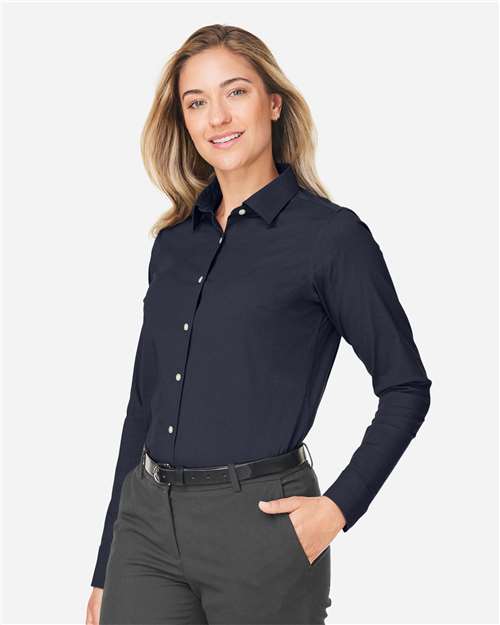 Devon & Jones Women's CrownLux Performance® Spencer Poplin Dress Shirt - DG505W Navy Melange