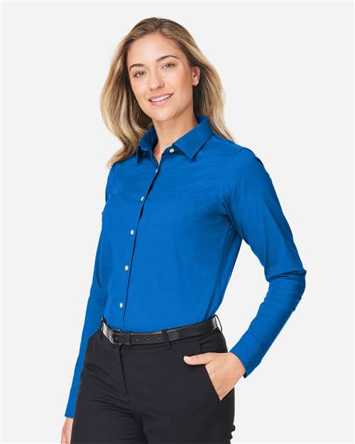 Devon & Jones Women's CrownLux Performance® Spencer Poplin Dress Shirt - DG505W French Blue Melange