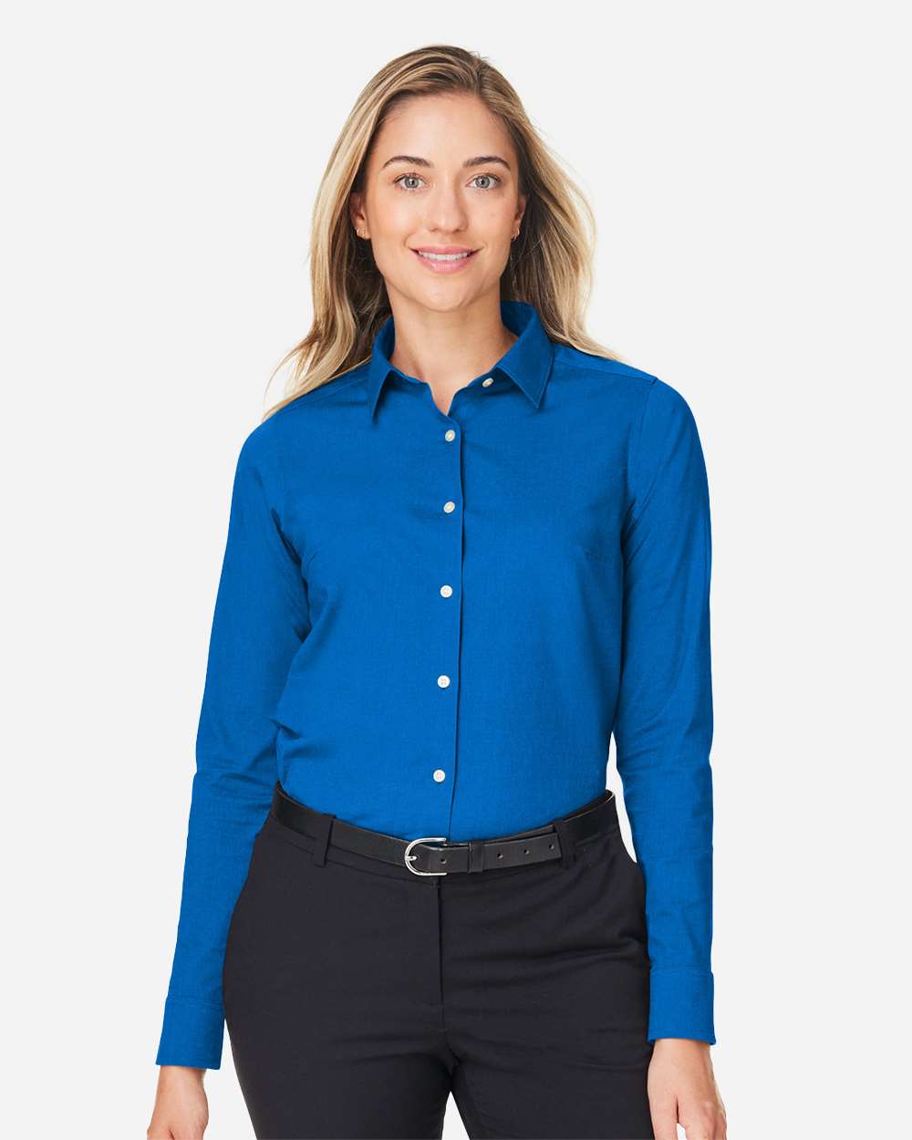 Devon & Jones Women's CrownLux Performance® Spencer Poplin Dress Shirt - DG505W French Blue Melange