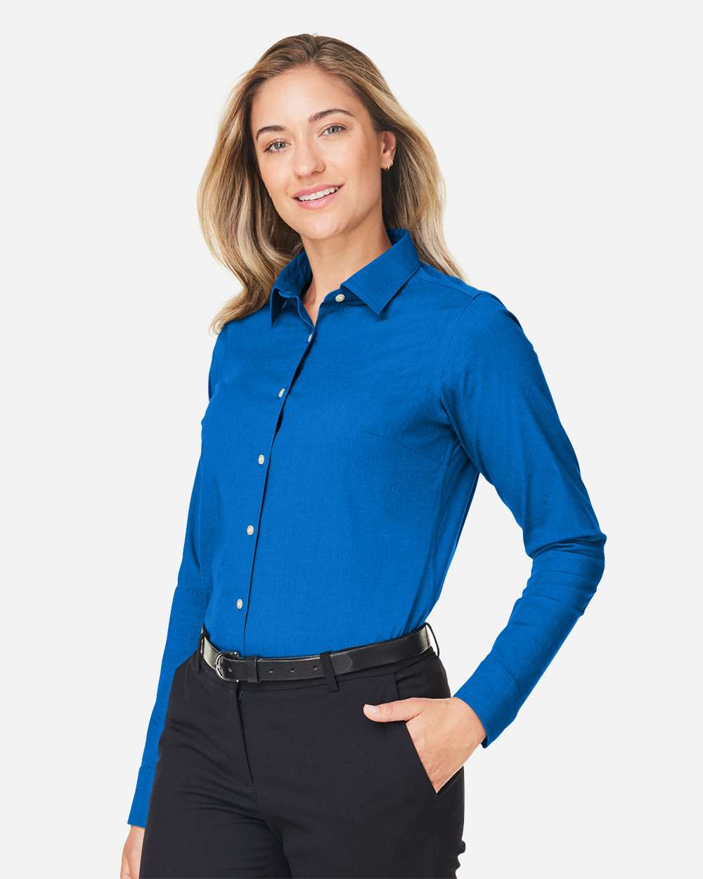 Devon & Jones Women's CrownLux Performance® Spencer Poplin Dress Shirt - DG505W French Blue Melange