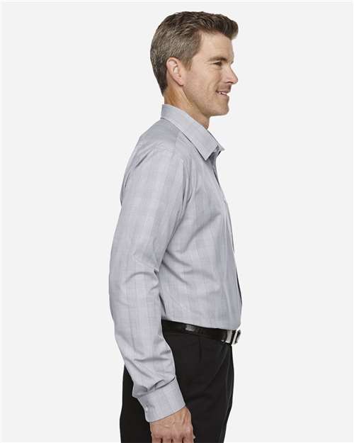 Devon & Jones Men's Crown Collection® Glen Plaid Woven Dress Shirt - DG520 White- Graphite- Light Grey