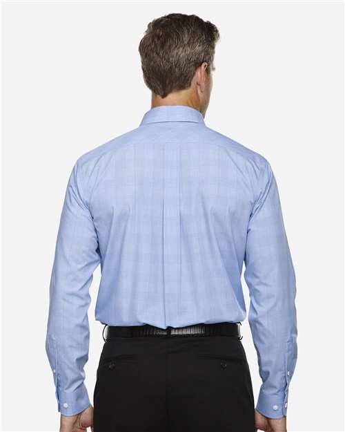 Devon & Jones Men's Crown Collection® Glen Plaid Woven Dress Shirt - DG520 White- Light French Blue