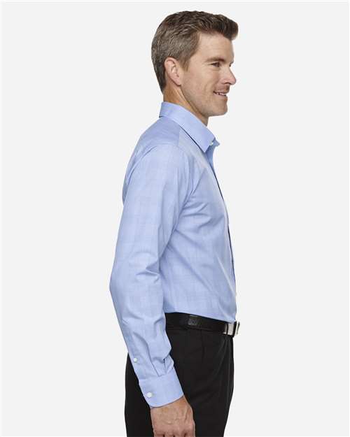 Devon & Jones Men's Crown Collection® Glen Plaid Woven Dress Shirt - DG520 White- Light French Blue
