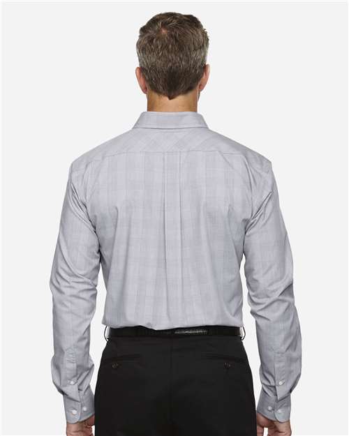 Devon & Jones Men's Crown Collection® Glen Plaid Woven Dress Shirt - DG520 White- Graphite- Light Grey