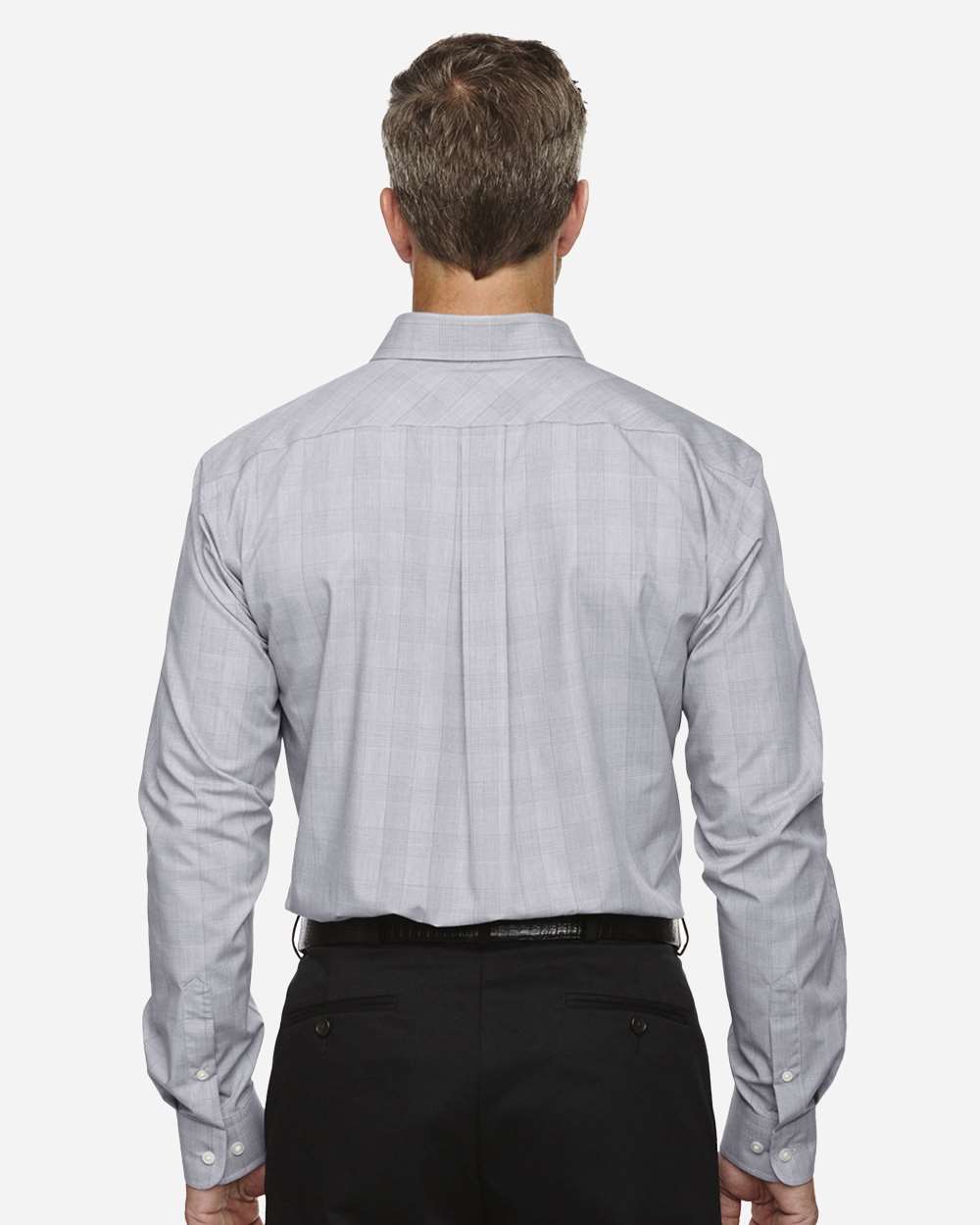 Devon & Jones Men's Crown Collection® Glen Plaid Woven Dress Shirt - DG520 White- Graphite- Light Grey