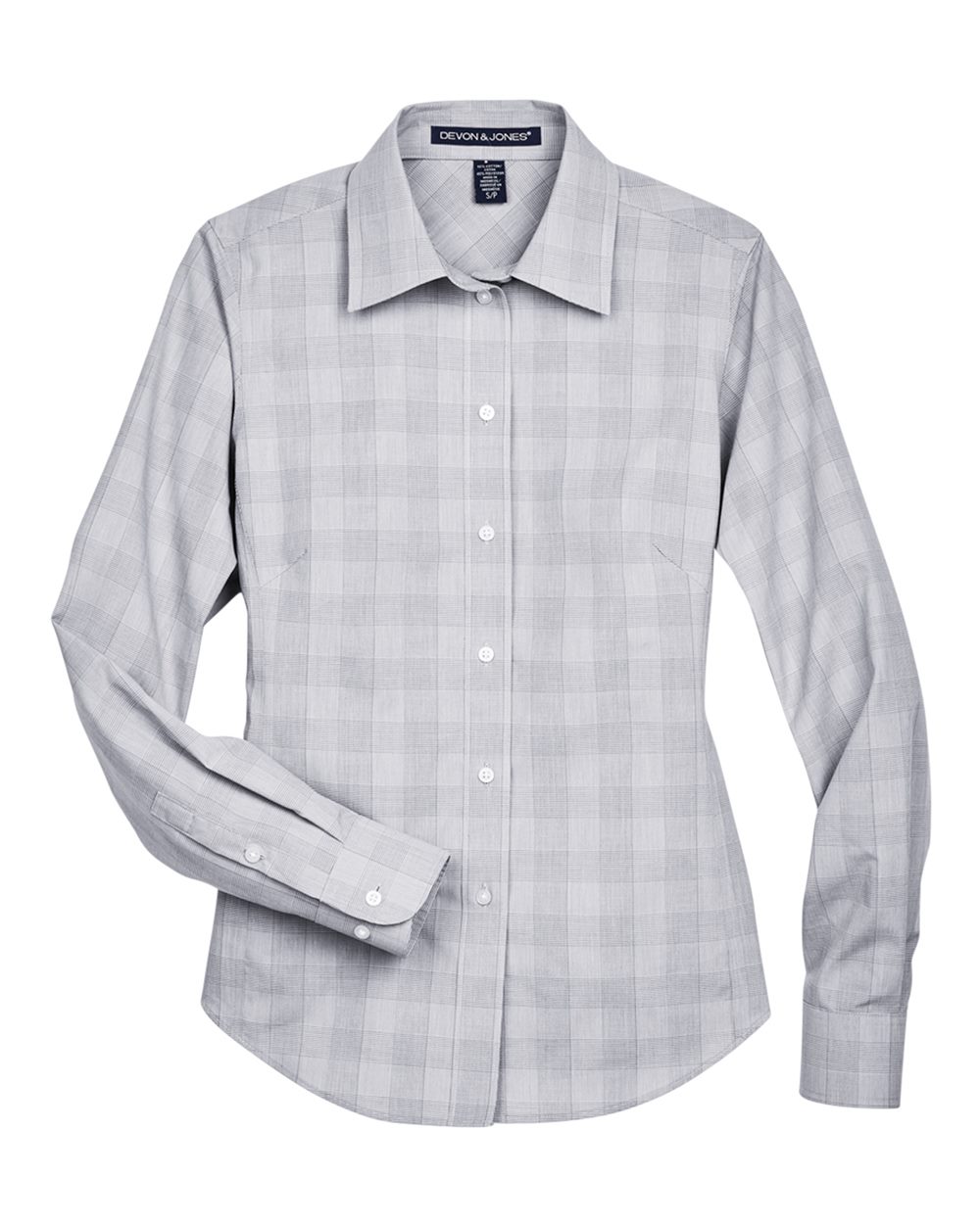 Devon & Jones Women's Crown Collection® Glen Plaid Woven Dress Shirt - DG520W White- Graphite- Light Grey