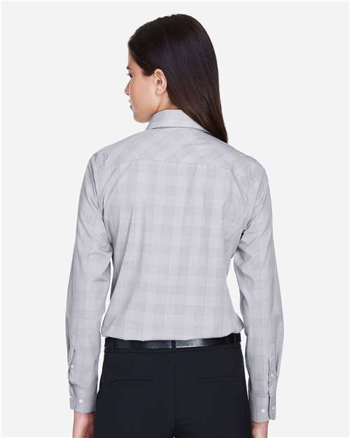 Devon & Jones Women's Crown Collection® Glen Plaid Woven Dress Shirt - DG520W White- Graphite- Light Grey