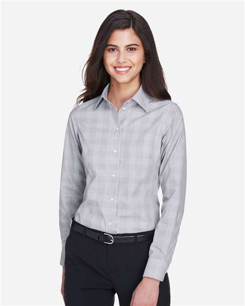 Devon & Jones Women's Crown Collection® Glen Plaid Woven Dress Shirt - DG520W White- Graphite- Light Grey