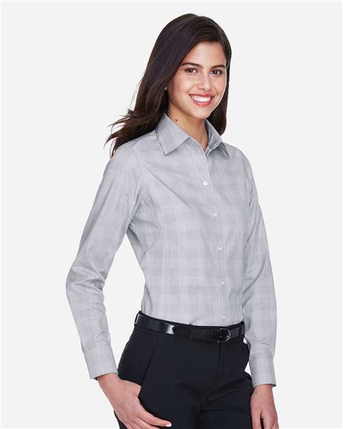 Devon & Jones Women's Crown Collection® Glen Plaid Woven Dress Shirt - DG520W White- Graphite- Light Grey