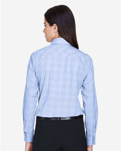 Devon & Jones Women's Crown Collection® Glen Plaid Woven Dress Shirt - DG520W White- Light French Blue- French Blue