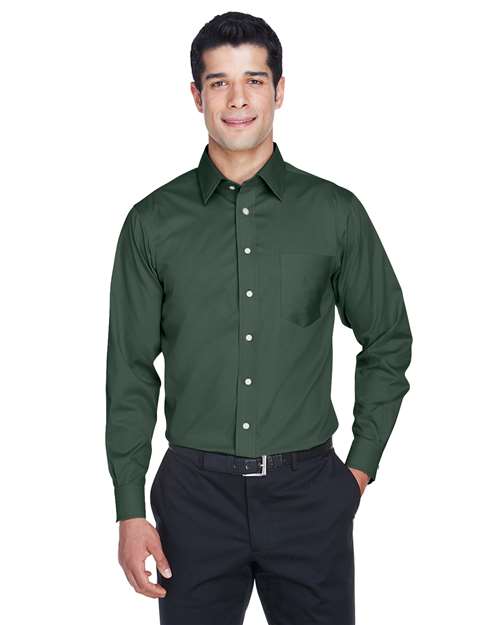 Devon & Jones Men's Crown Collection® Solid Stretch Twill Woven Dress Shirt - DG530 Forest