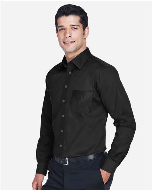 Devon & Jones Men's Crown Collection® Solid Stretch Twill Woven Dress Shirt - DG530 Black