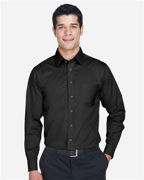 Devon & Jones Men's Crown Collection® Solid Stretch Twill Woven Dress Shirt - DG530 Black