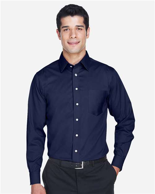 Devon & Jones Men's Crown Collection® Solid Stretch Twill Woven Dress Shirt - DG530 Navy
