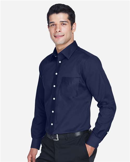 Devon & Jones Men's Crown Collection® Solid Stretch Twill Woven Dress Shirt - DG530 Navy