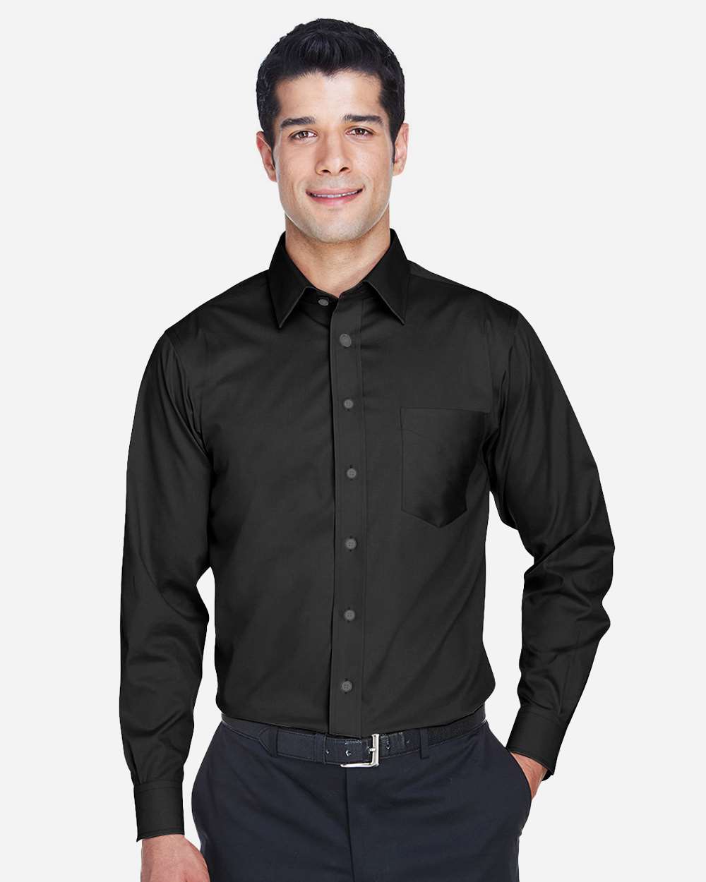 Devon & Jones Men's Crown Collection® Solid Stretch Twill Woven Dress Shirt - DG530 Black