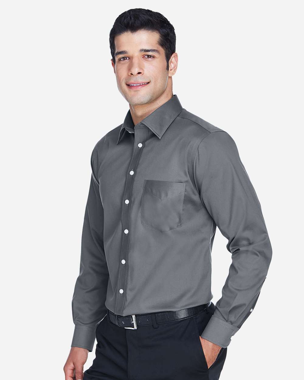 Devon & Jones Men's Crown Collection® Solid Stretch Twill Woven Dress Shirt - DG530 Graphite