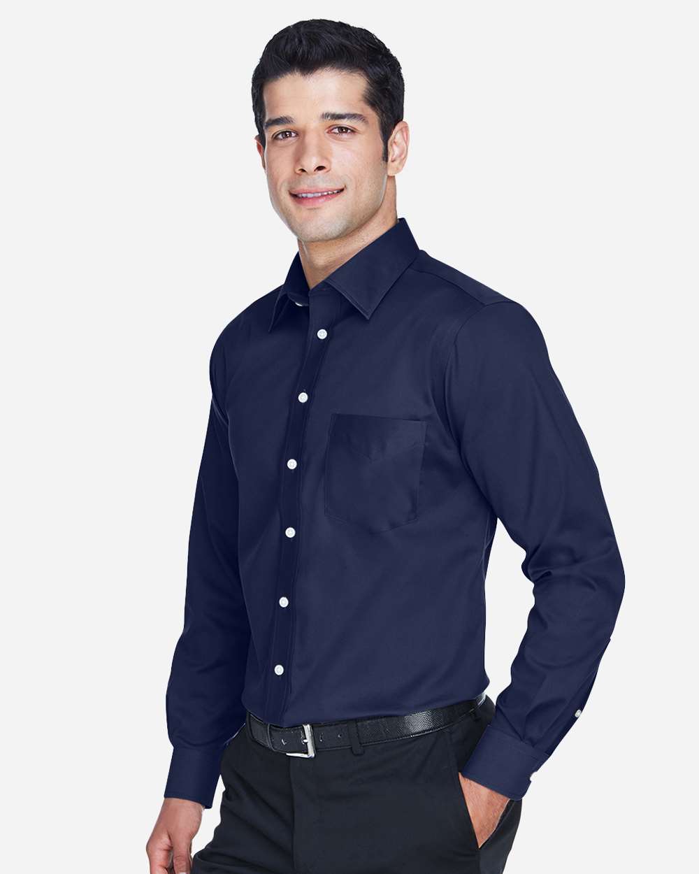 Devon & Jones Men's Crown Collection® Solid Stretch Twill Woven Dress Shirt - DG530 Navy