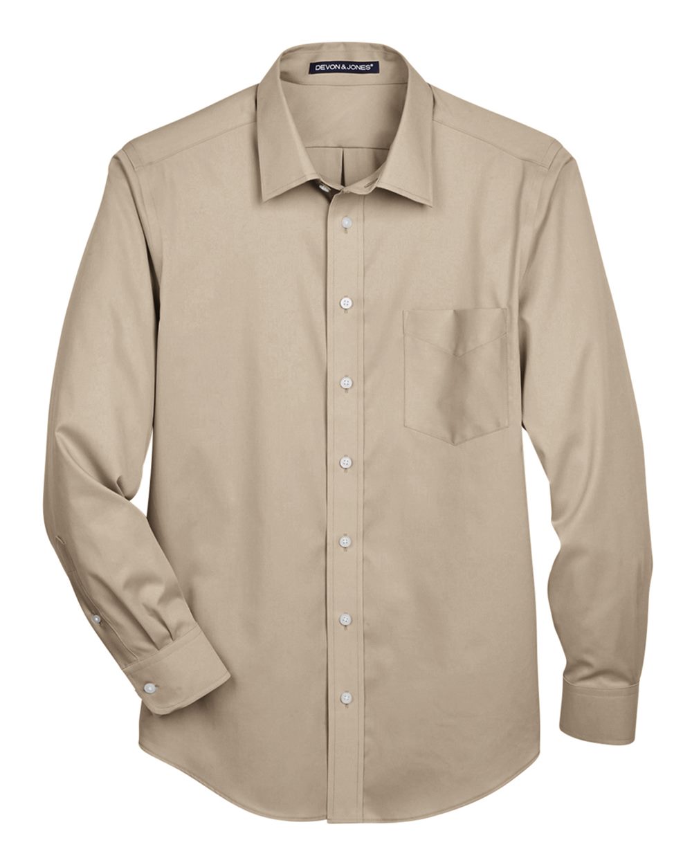 Devon & Jones Men's Tall Crown Collection® Solid Stretch Twill Woven Dress Shirt - DG530T Stone
