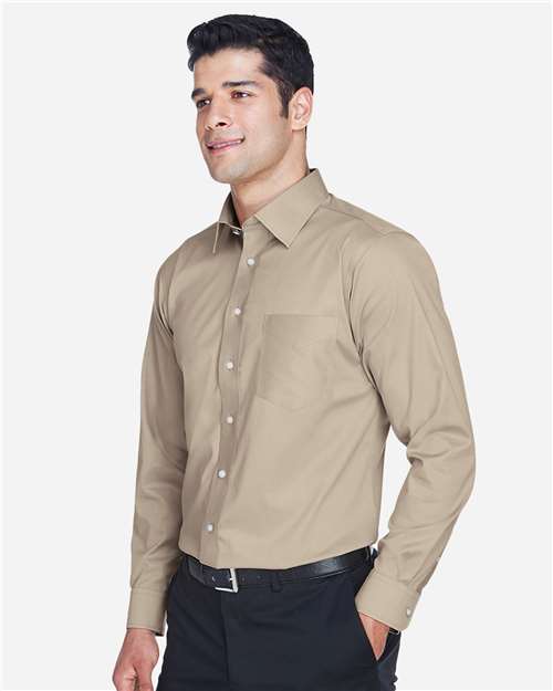 Devon & Jones Men's Tall Crown Collection® Solid Stretch Twill Woven Dress Shirt - DG530T Stone