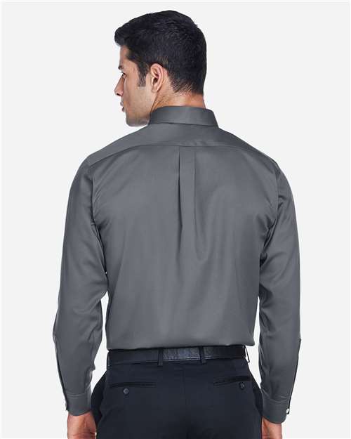 Devon & Jones Men's Tall Crown Collection® Solid Stretch Twill Woven Dress Shirt - DG530T Graphite