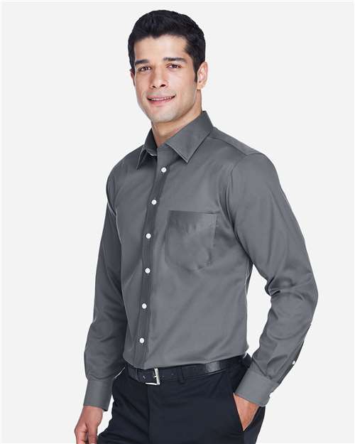Devon & Jones Men's Tall Crown Collection® Solid Stretch Twill Woven Dress Shirt - DG530T Graphite