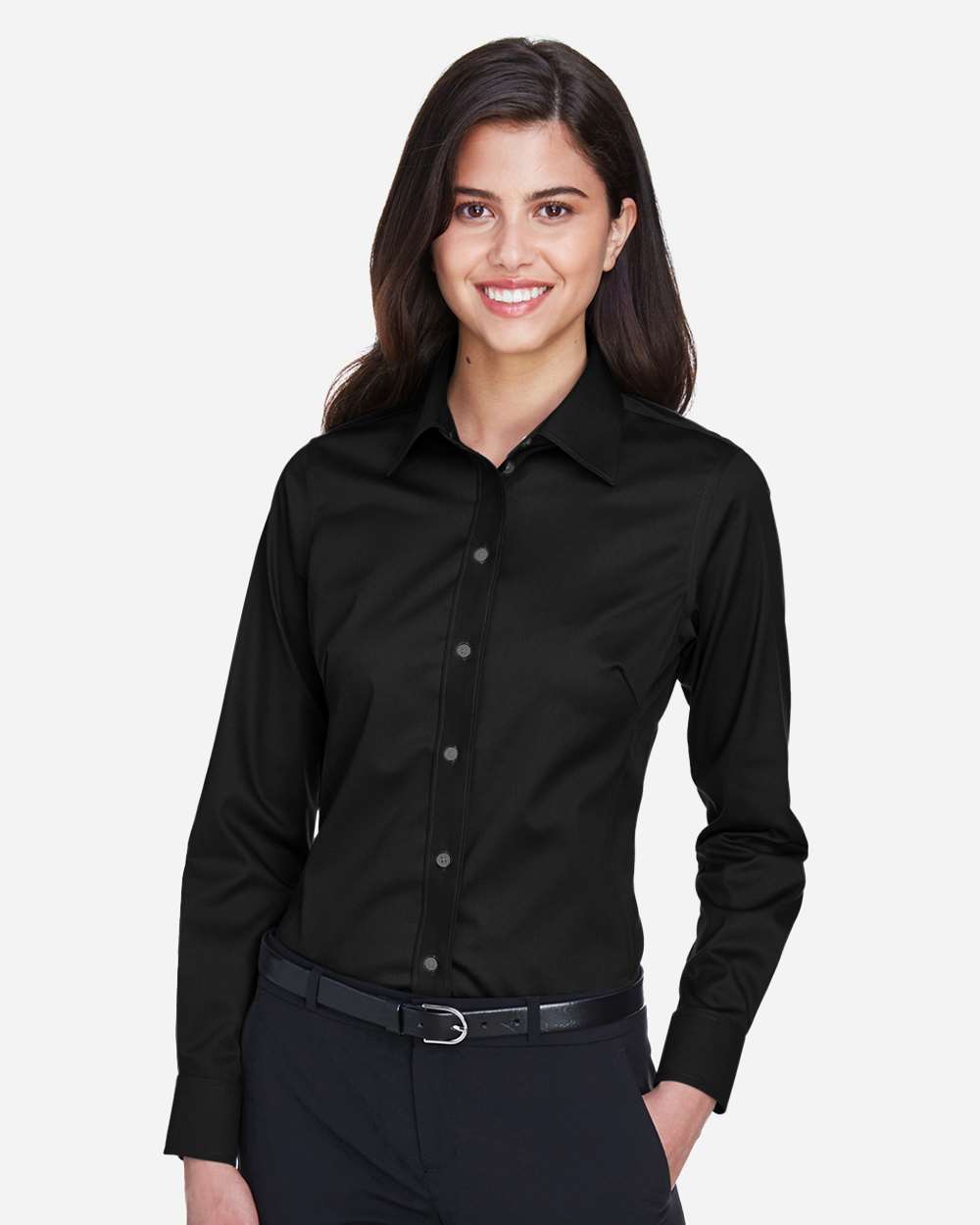 Devon & Jones Women's Crown Collection® Solid Stretch Twill Woven Dress Shirt - DG530W Black