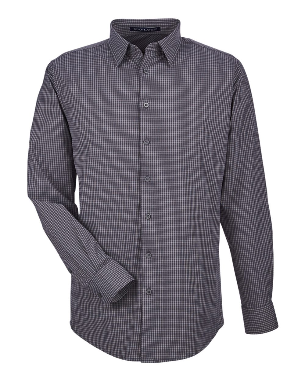 Devon & Jones Men's CrownLux Performance® Tonal Mini Check Woven Dress Shirt - DG535 Carbon
