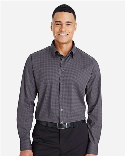 Devon & Jones Men's CrownLux Performance® Tonal Mini Check Woven Dress Shirt - DG535 Carbon