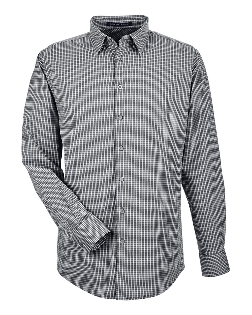 Devon & Jones Men's CrownLux Performance® Tonal Mini Check Woven Dress Shirt - DG535 Graphite