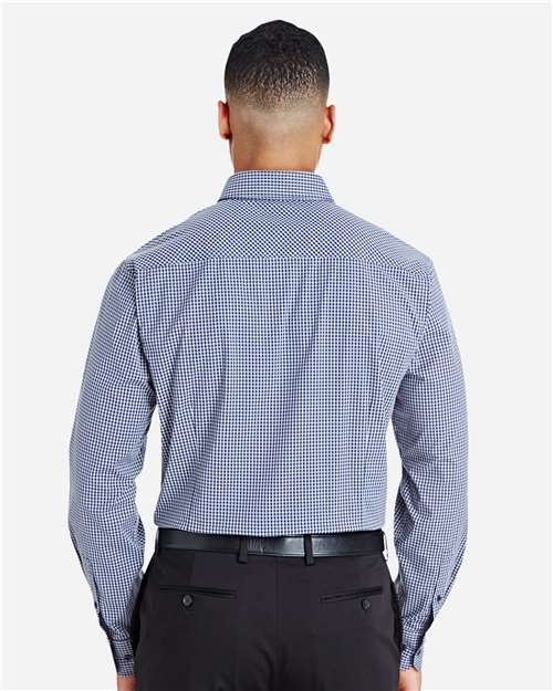 Devon & Jones Men's CrownLux Performance® Tonal Mini Check Woven Dress Shirt - DG535 Navy