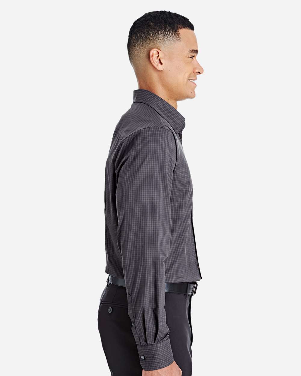 Devon & Jones Men's CrownLux Performance® Tonal Mini Check Woven Dress Shirt - DG535 Carbon