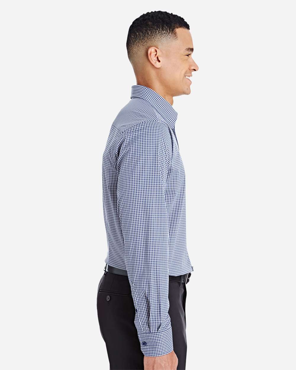 Devon & Jones Men's CrownLux Performance® Tonal Mini Check Woven Dress Shirt - DG535 Navy