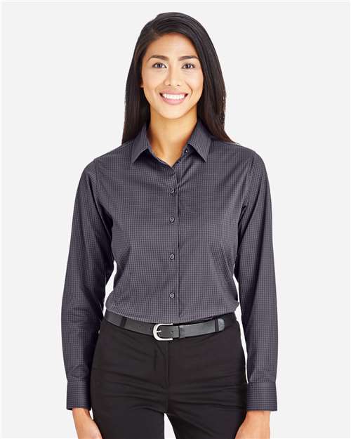 Devon & Jones Women's CrownLux Performance® Tonal Mini Check Woven Dress Shirt - DG535W Carbon