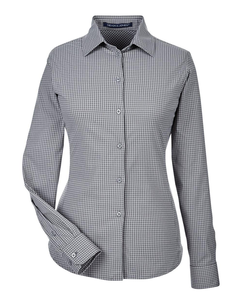 Devon & Jones Women's CrownLux Performance® Tonal Mini Check Woven Dress Shirt - DG535W Graphite