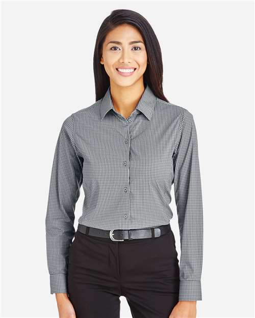 Devon & Jones Women's CrownLux Performance® Tonal Mini Check Woven Dress Shirt - DG535W Graphite