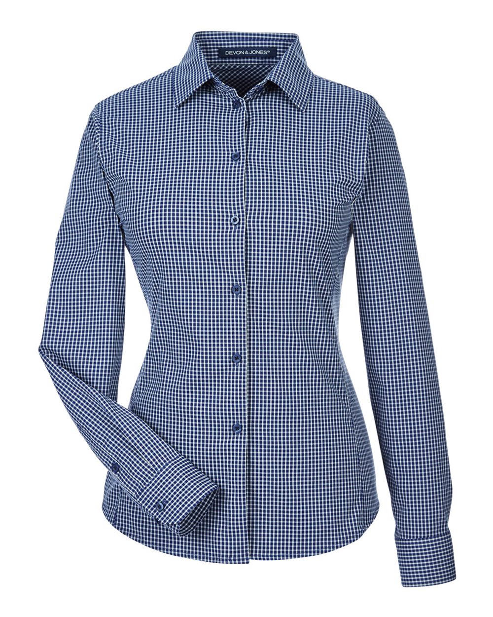Devon & Jones Women's CrownLux Performance® Tonal Mini Check Woven Dress Shirt - DG535W Navy