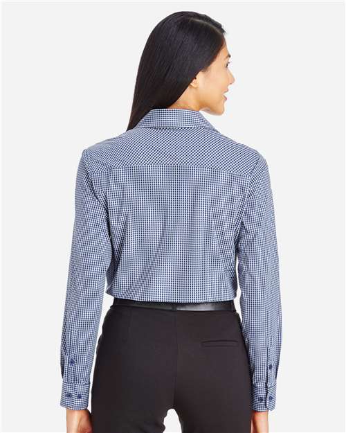 Devon & Jones Women's CrownLux Performance® Tonal Mini Check Woven Dress Shirt - DG535W Navy