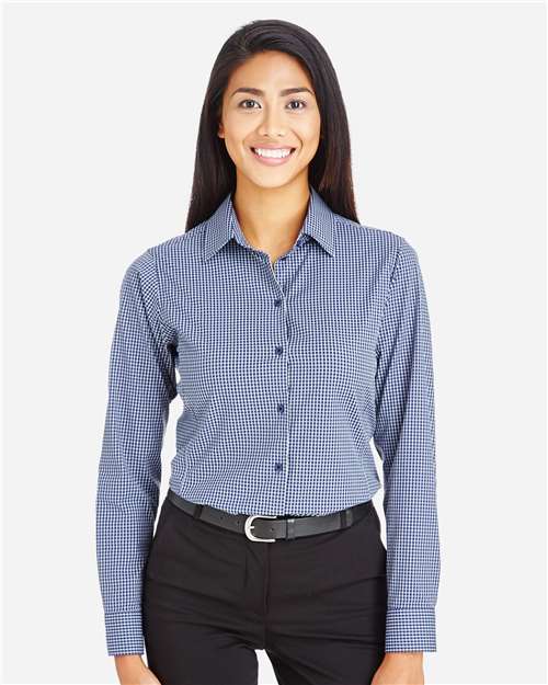 Devon & Jones Women's CrownLux Performance® Tonal Mini Check Woven Dress Shirt - DG535W Navy