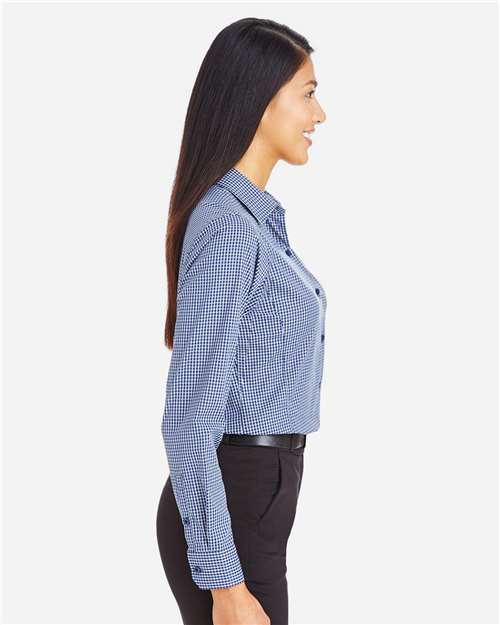 Devon & Jones Women's CrownLux Performance® Tonal Mini Check Woven Dress Shirt - DG535W Navy