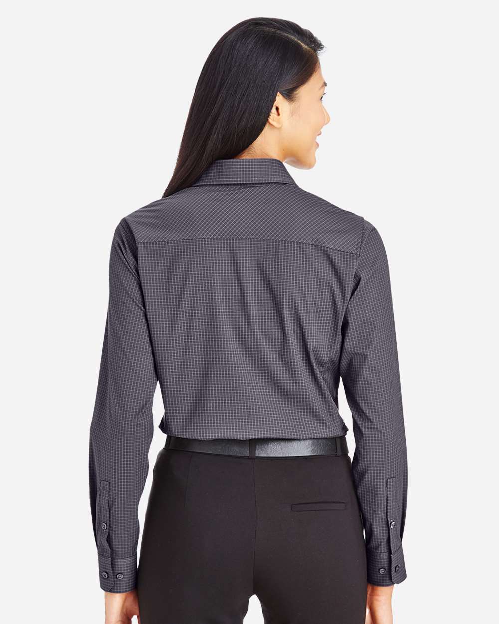 Devon & Jones Women's CrownLux Performance® Tonal Mini Check Woven Dress Shirt - DG535W Carbon