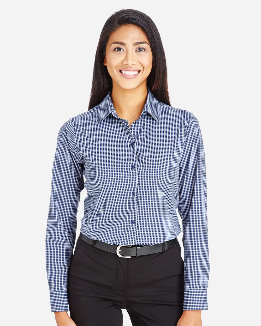 Devon & Jones Women's CrownLux Performance® Tonal Mini Check Woven Dress Shirt - DG535W Navy